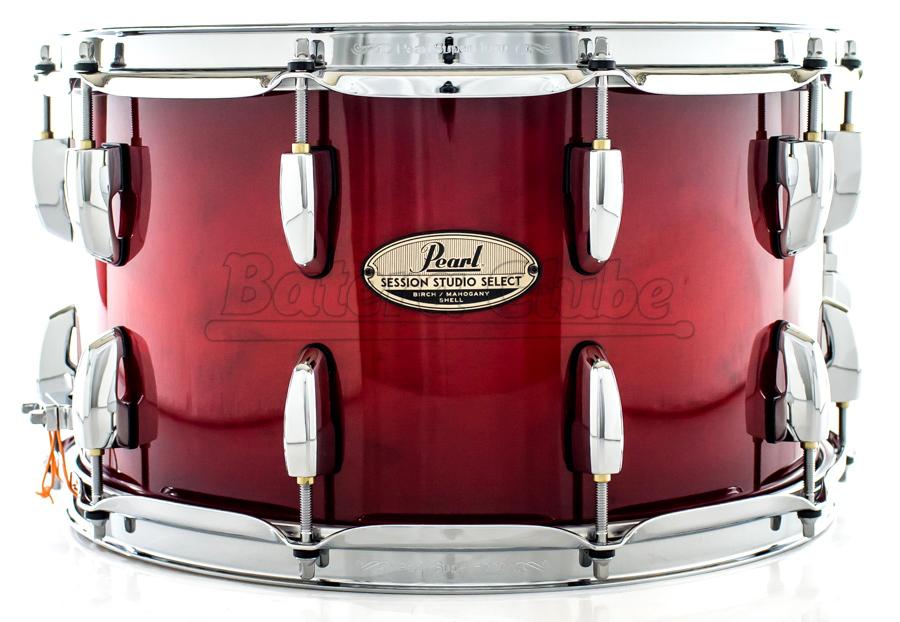 Caixa Pearl Session Studio Select Antique Crimson Burst 14x8" Casco Fino Híbrido em Mogno e Birch