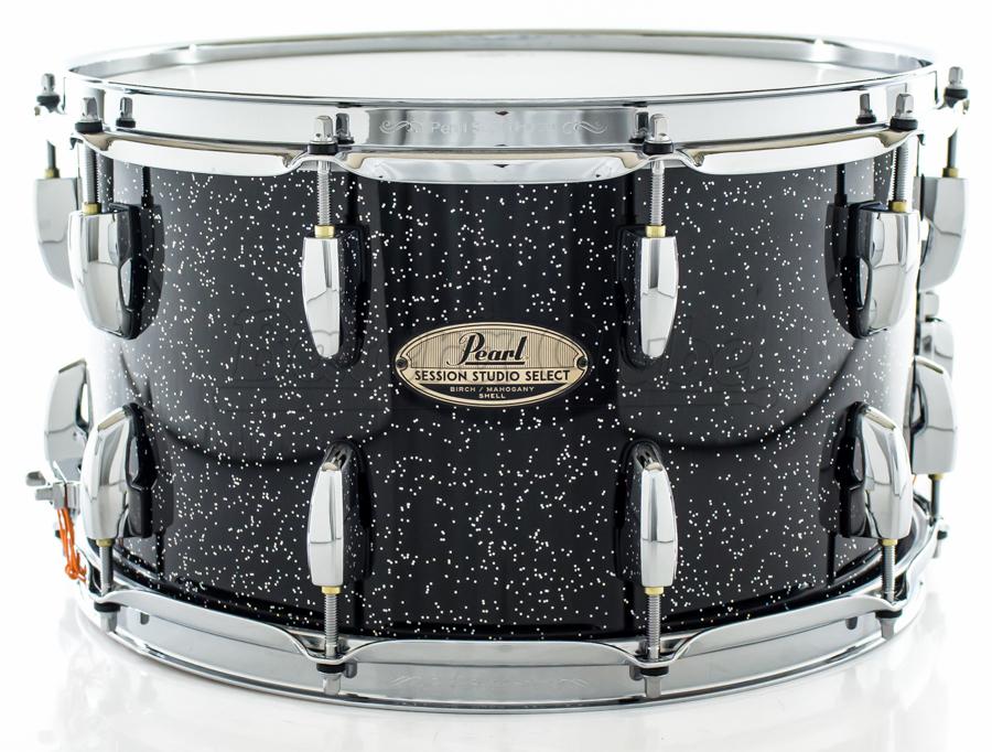 Caixa Pearl Session Studio Select Black Halo Glitter 14x8" Casco Fino Híbrido em Mogno e Birch