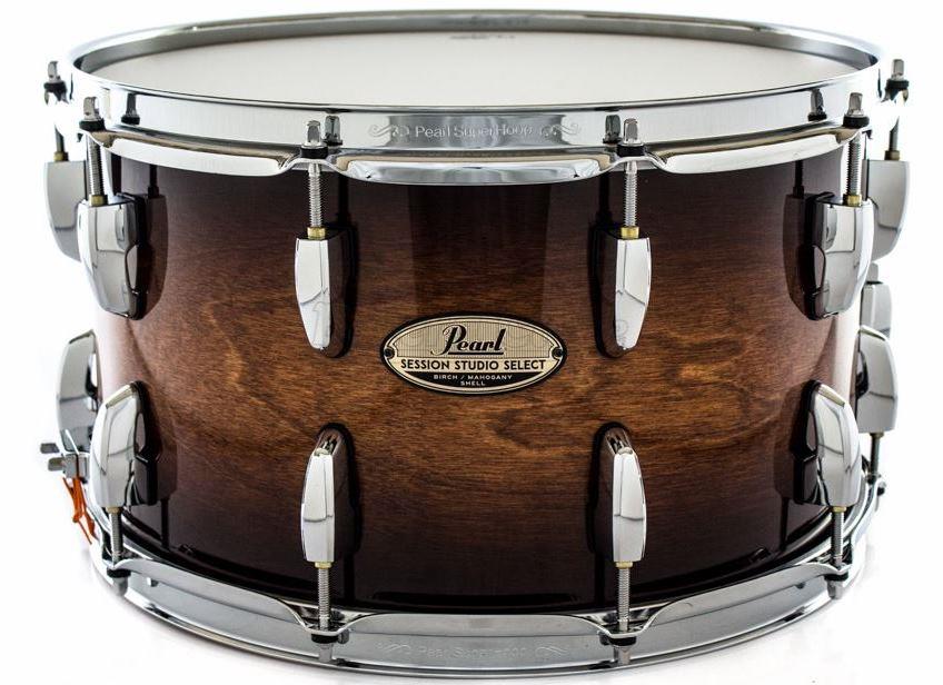 Caixa Pearl Session Studio Select Gloss Barnwood Brown 14x8" Casco Fino Híbrido em Mogno e Birch