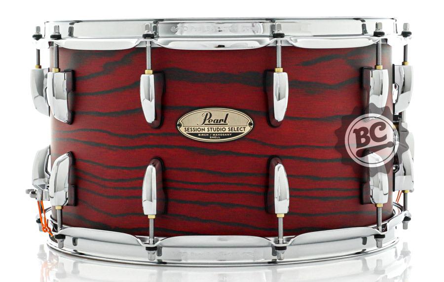 Caixa Pearl Session Studio Select Scarlet Ash 14x8" Casco Fino Híbrido em Mogno e Birch