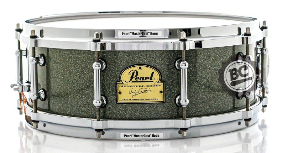 Caixa Pearl Signature Virgil Donati 14x5" casco híbrido em Maple e Birch e Aros Die-Cast MasterCast