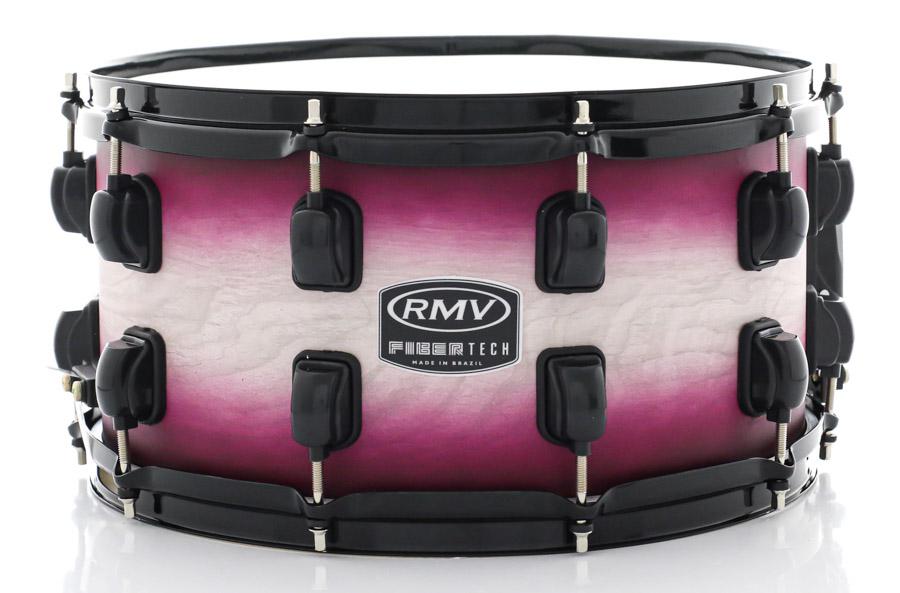 Caixa RMV FiberTech Pink Wood Burst 14x8" Casco Híbrido com Aros Inoxidáveis 1,7mm (Exclusiva)