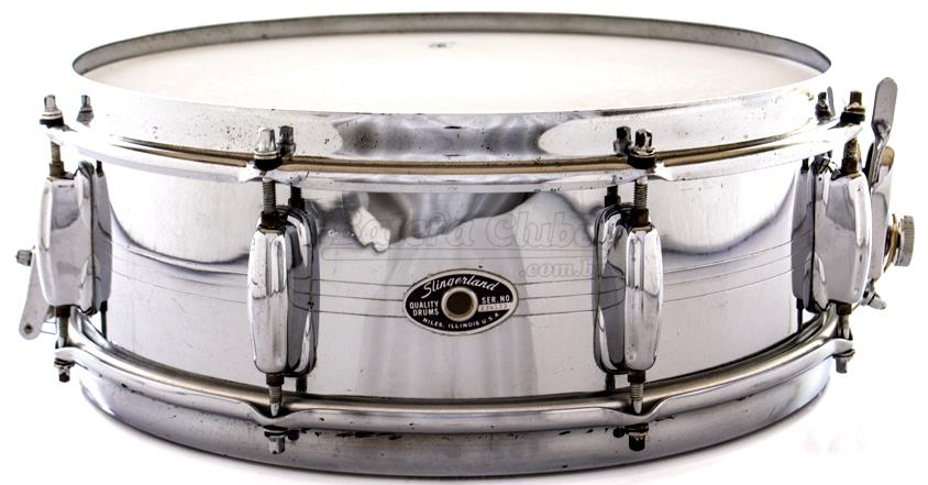 Caixa Slingerland Chrome Over Brass Gene Krupa 14x5" Vintage Década de 70 (Acervo)