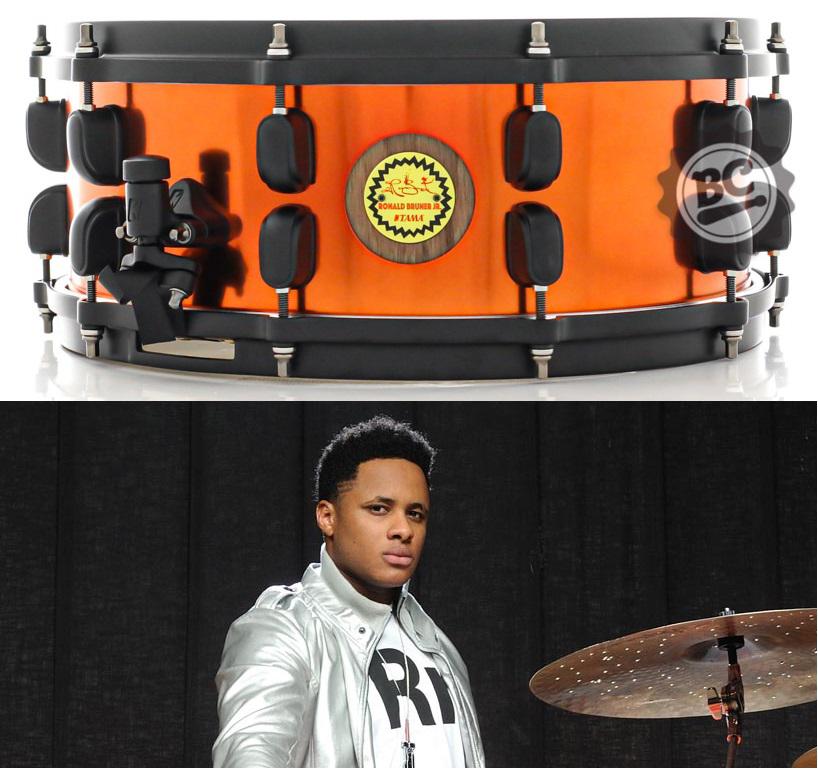 Caixa Tama Signature Ronald Bruner Jr. 14x5.5" Incrível casco híbrido de aço e madeira Walnut (Made in Japan)