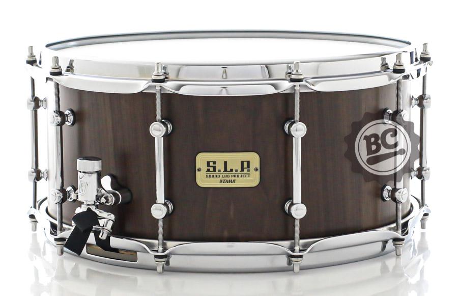 Caixa Tama S.L.P. Sound Lab Project Matte Black Walnut 14x6,5" automático Starphonic e aros Sound Arc