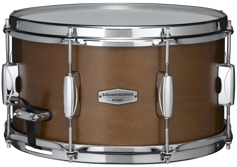 Caixa Tama Soundworks Matte Brown Kapur 13x7" com Aros Sound Arc Hoop