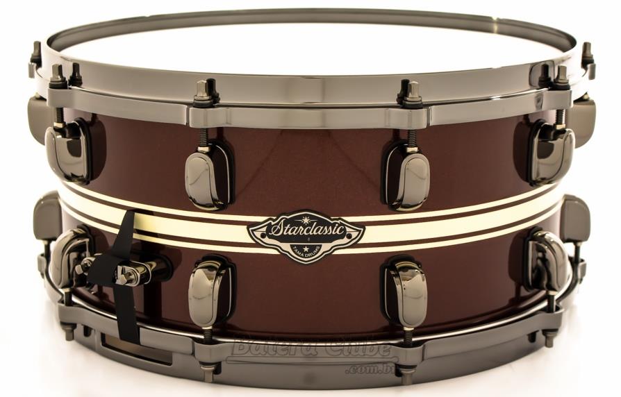 Caixa Tama Starclassic Performer Bubinga Firebrick Red Stripe Limited Edition 14x6,5" Aros Die-Cast
