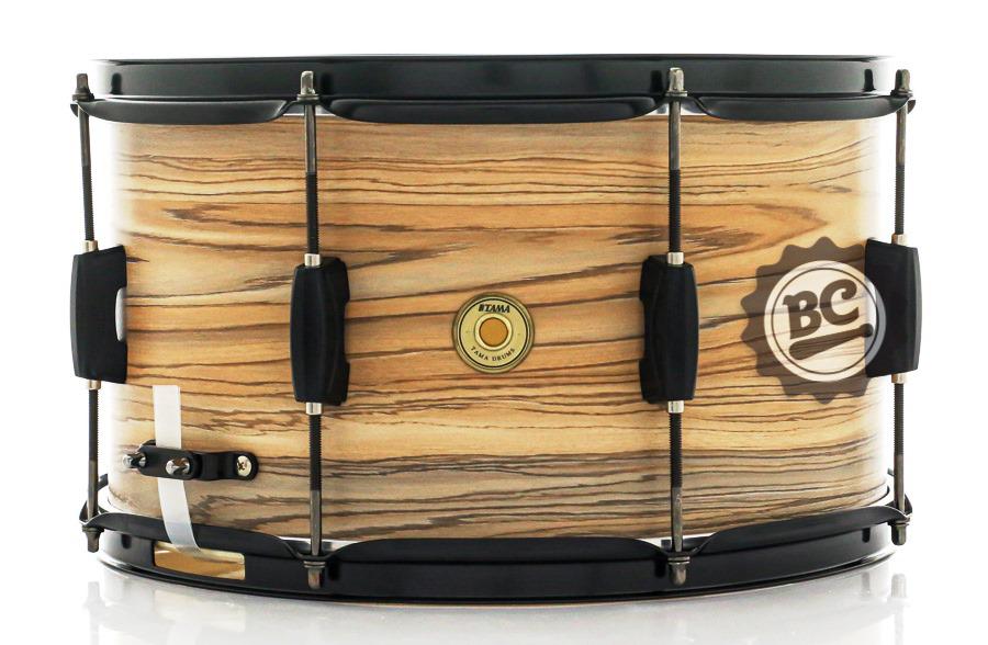 Caixa Tama Woodworks Art Grain Natural Zebrawood Wrap 14x8" Ballad Snare Matte Black Hardware