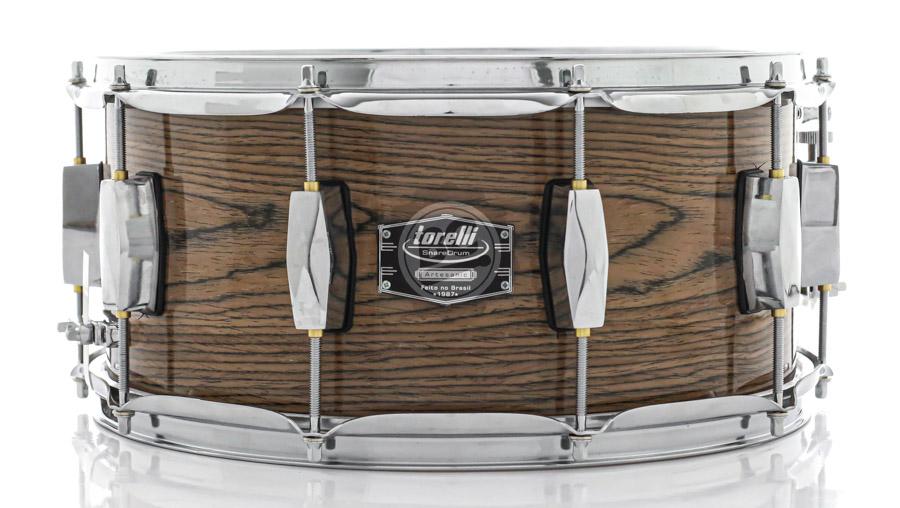 Caixa Torelli Artesanic TCM65MD Natural 14x6,5" casco híbrido com Cedro, buchas e esteira em brass