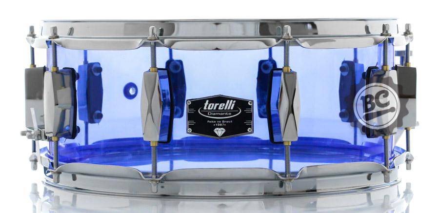 Caixa Torelli Diamante Acrílico Azul 14x5,5" TCD85AZ com buchas e esteira em brass e 10 afinações
