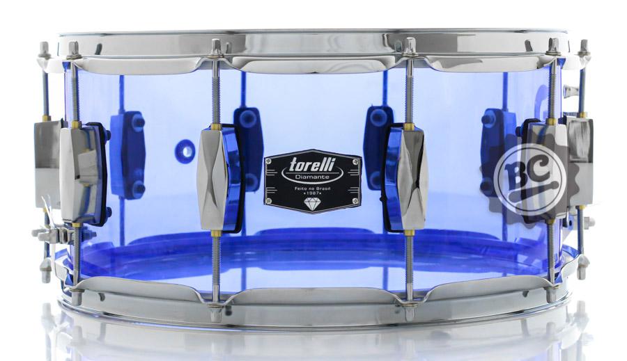 Caixa Torelli Diamante Acrílico Azul 14x6,5" TCD86AZ com buchas e esteira em brass e 10 afinações