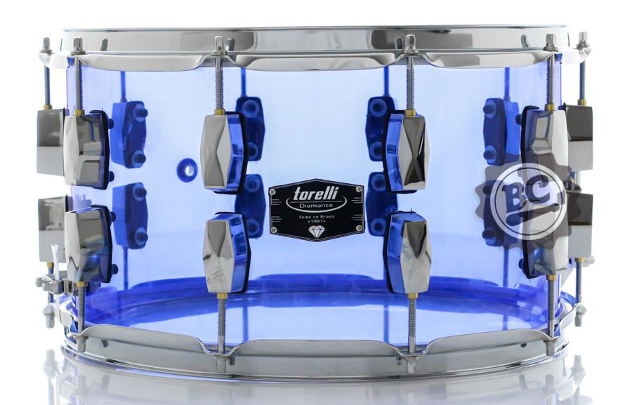 Caixa Torelli Diamante Acrílico Azul 14x8" TCD88AZ com buchas e esteira em brass e 10 afinações
