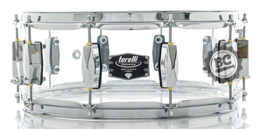 Caixa Torelli Diamante Acrílico Cristal 14x5,5" TCD85CR com buchas e esteira em brass e 10 afinações