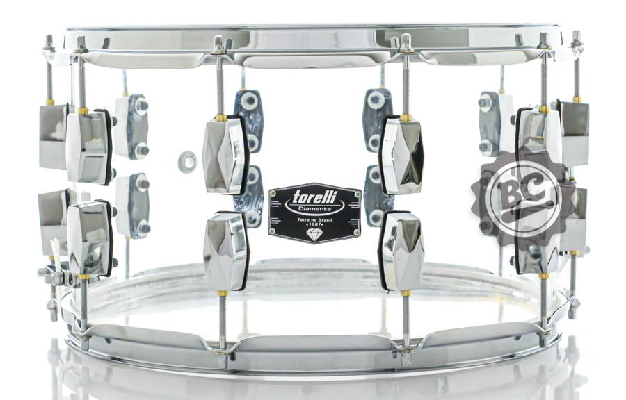 Caixa Torelli Diamante Acrílico Cristal 14x8" TCD88CR com buchas e esteira em brass e 10 afinações