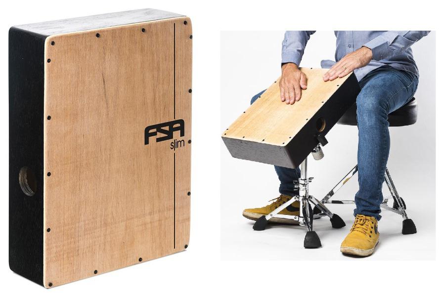 Cajón FSA Slim Series CSL501 Preto Acústico Compacto com Excelente Sonoridade