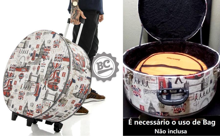 Case de Pratos KGB Bandas Britânicas para Pratos até 22" Extra com rodinhas e espaço interno pra bag