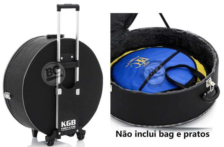 Case de Pratos KGB Male Preto para Pratos até 22" Extra com rodinhas e espaço interno pra bag