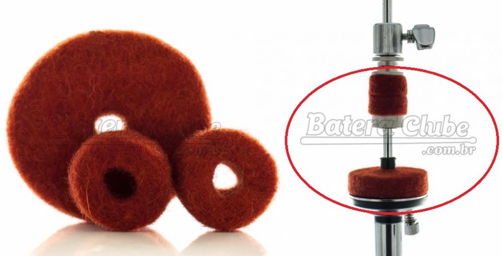 Feltros para Presilha de Máquina de Chimbal Gorilla Vermelho FPHHV Kit p/ Presilha e Base da Máquina