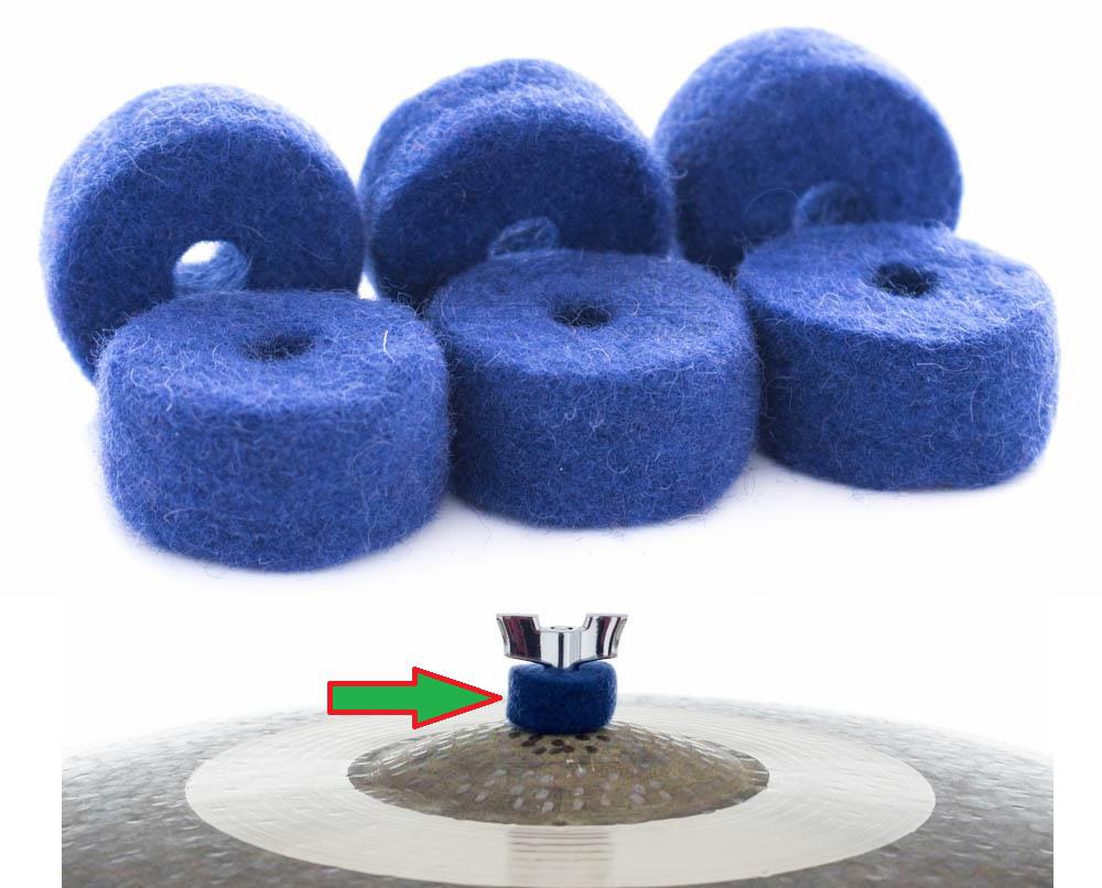 Feltros Tribal Percussion Kit com 6 Feltros (Azul) em Lã de Carneiro para Estante de Prato