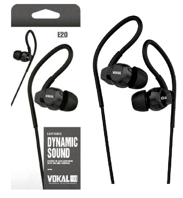 Fone de Ouvido Vokal In Ear E20 Black Plug Stereo Controle de Volume e Compatível com Smartphones