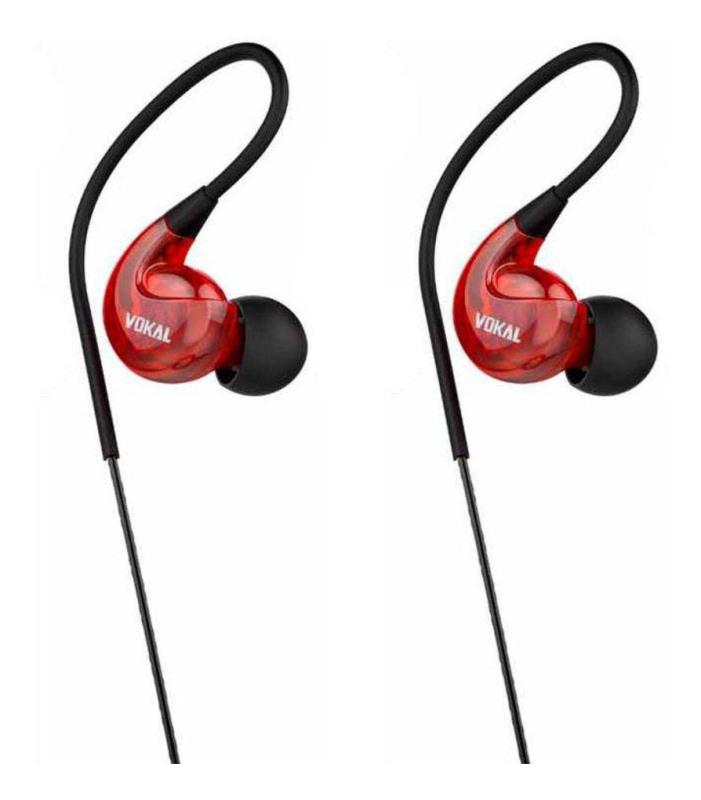 Fone de Ouvido Vokal In Ear E40 Red Extra Bass Plug Stereo com Ganho de Graves e Volume