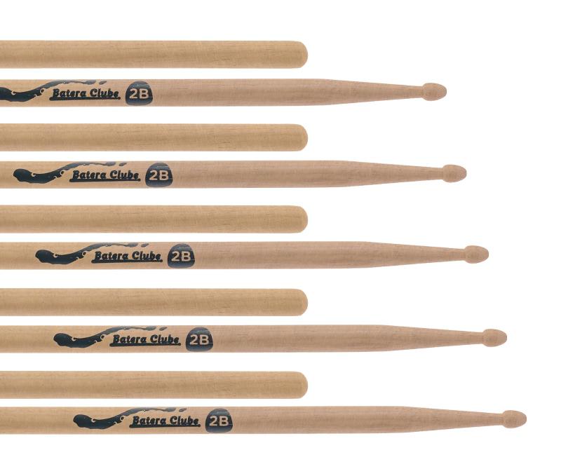 Kit de Baquetas 2B Batera Clube Pacote com 5 Pares by Liverpool em Tauarí Wood Nirvana Padrão 2B