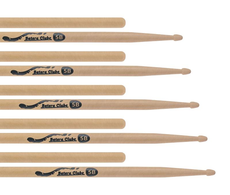 Kit de Baquetas 5B Batera Clube Pacote com 5 Pares by Liverpool em Tauarí Wood Nirvana Padrão 5B