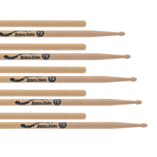 Kit de Baquetas 7A Batera Clube by Liverpool Pacote 5 Pares