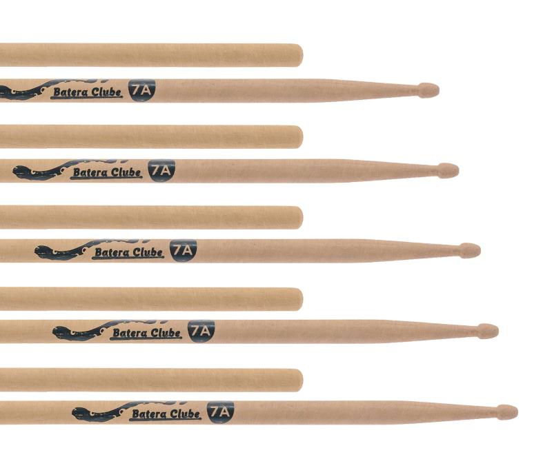 Kit de Baquetas 7A Batera Clube Pacote com 5 Pares by Liverpool em Tauarí Wood Nirvana Padrão 7A