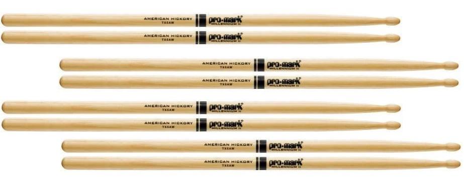 Kit de Baquetas Promark Padrão com 4 Pares 5A Clássica TX5AW em Classic Hickory Made in USA (034640)