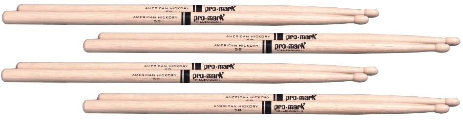 Kit de Baquetas Promark Padrão com 4 Pares 5B Clássica TX5BW em Classic Hickory Made in USA (034641)