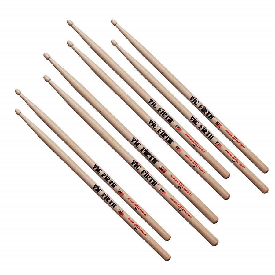 Kit de Baquetas Vic Firth American Classic Hickory 5A Leve 4 e Pague 3 Value Pack 1 Grátis (1520)