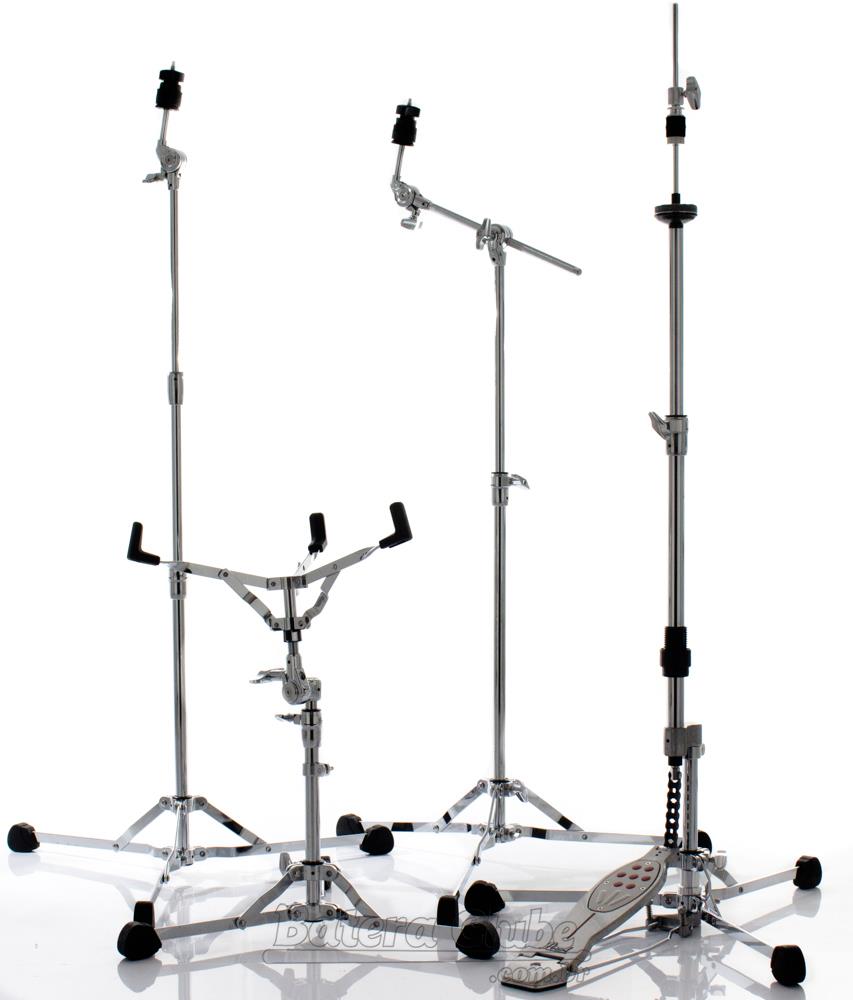 Kit de Ferragens Pearl HWP-150S Flat Base Vintage com Estantes de Caixa, Chimbal, Reta e Girafa