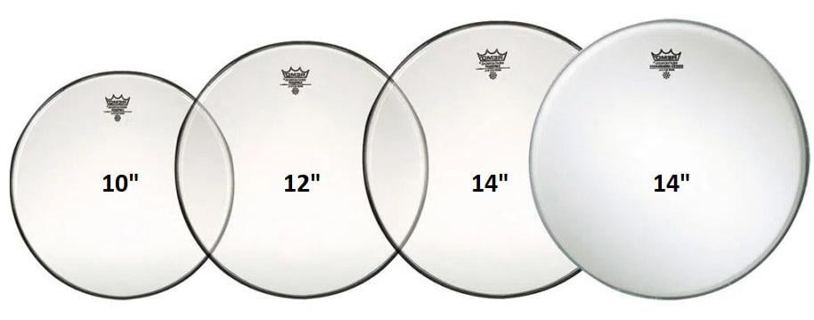 Kit de Peles Remo Emperor Clear Tons 10",12",14" Filme Duplo e 14" Porosa Caixa (10462) Made in USA