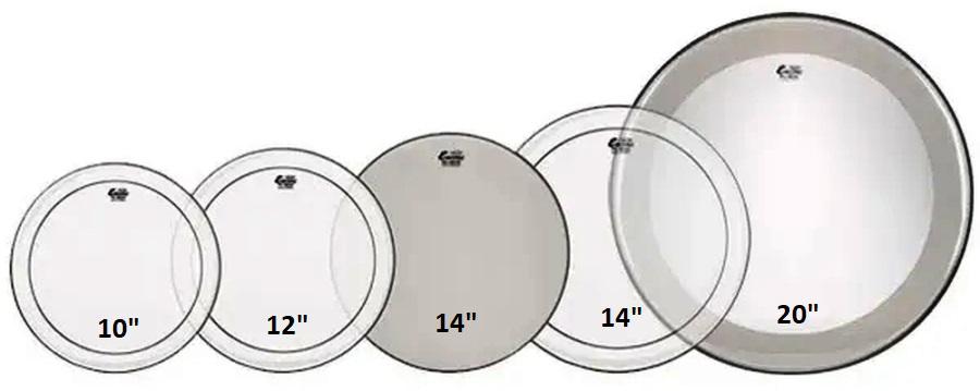 Kit de Peles Remo Encore Pinstripe Tons 10",12",14", Bumbo 20" Powerstroke, Caixa 14" (10631)