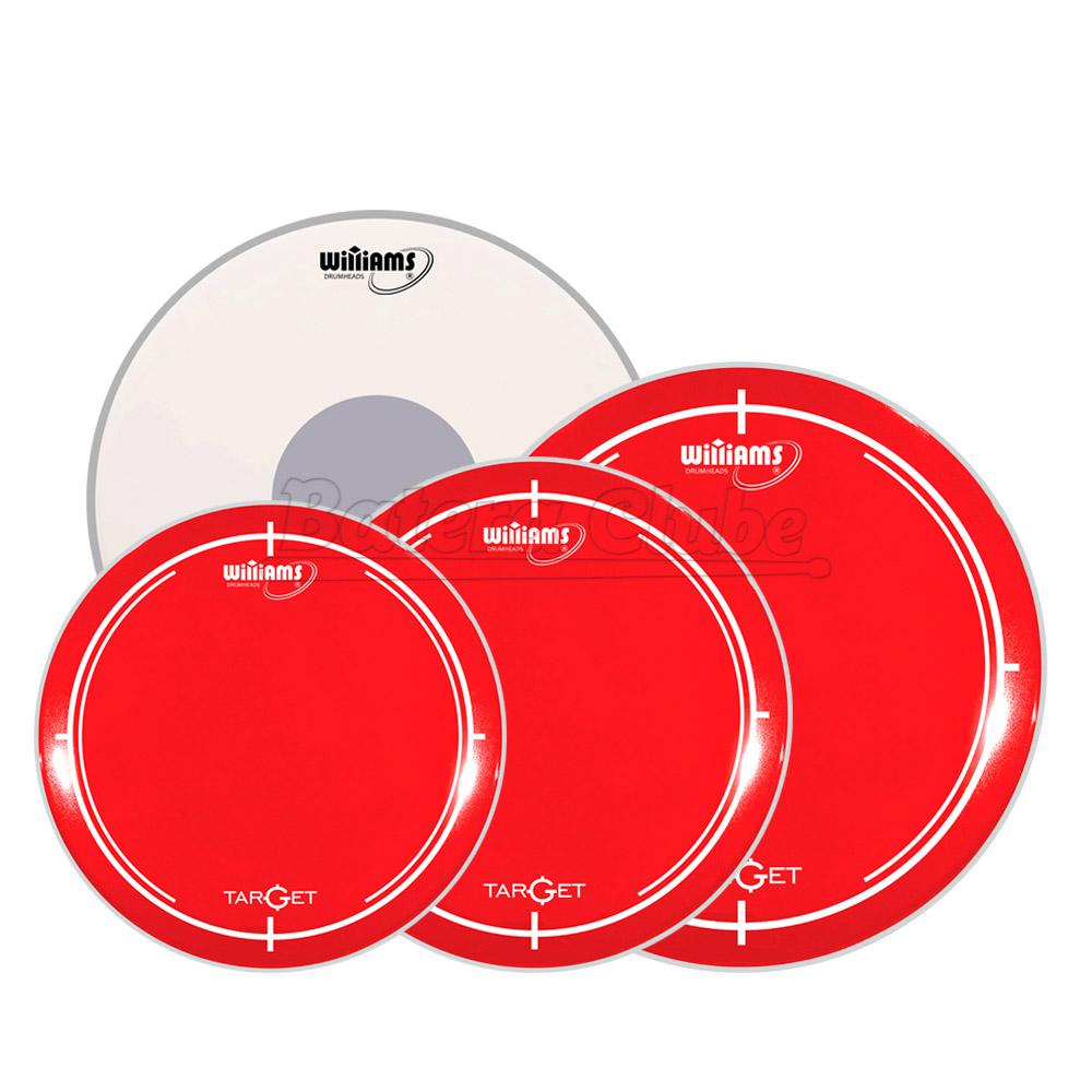 Kit de Peles Williams Target WR2 Red 10", 12", 14", 14" (caixa) Filme Duplo Vermelha