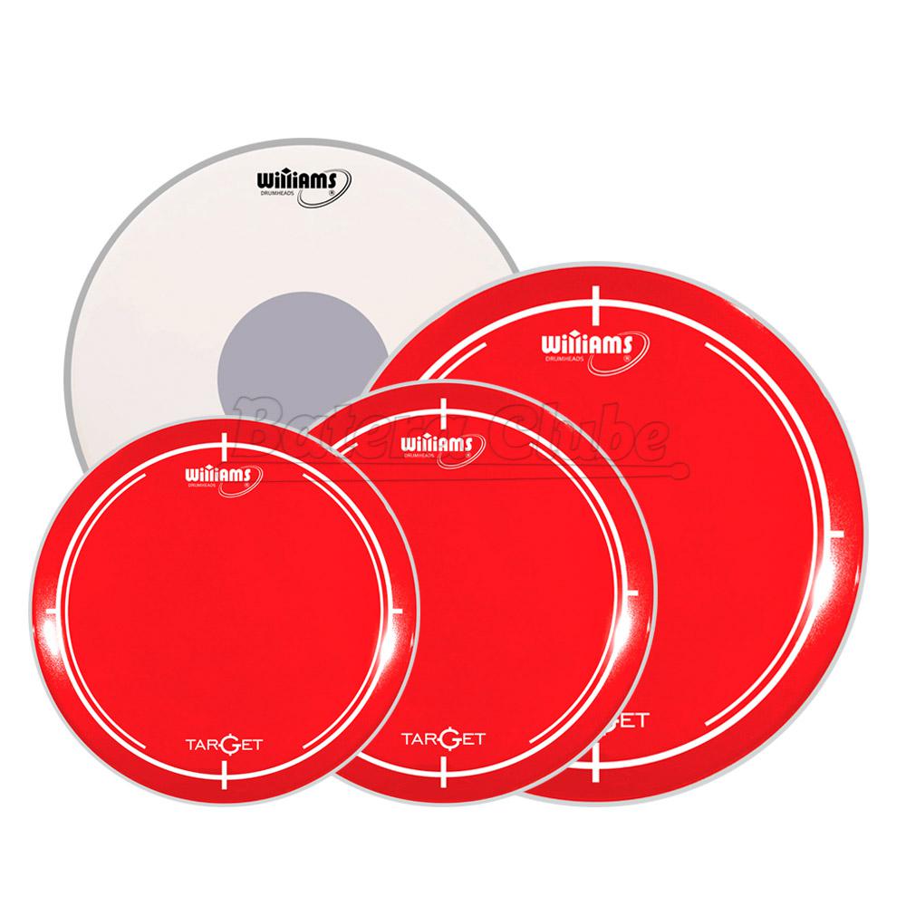 Kit de Peles Williams Target WR2 Red 10", 12", 16", 14" (caixa) Filme Duplo Vermelha