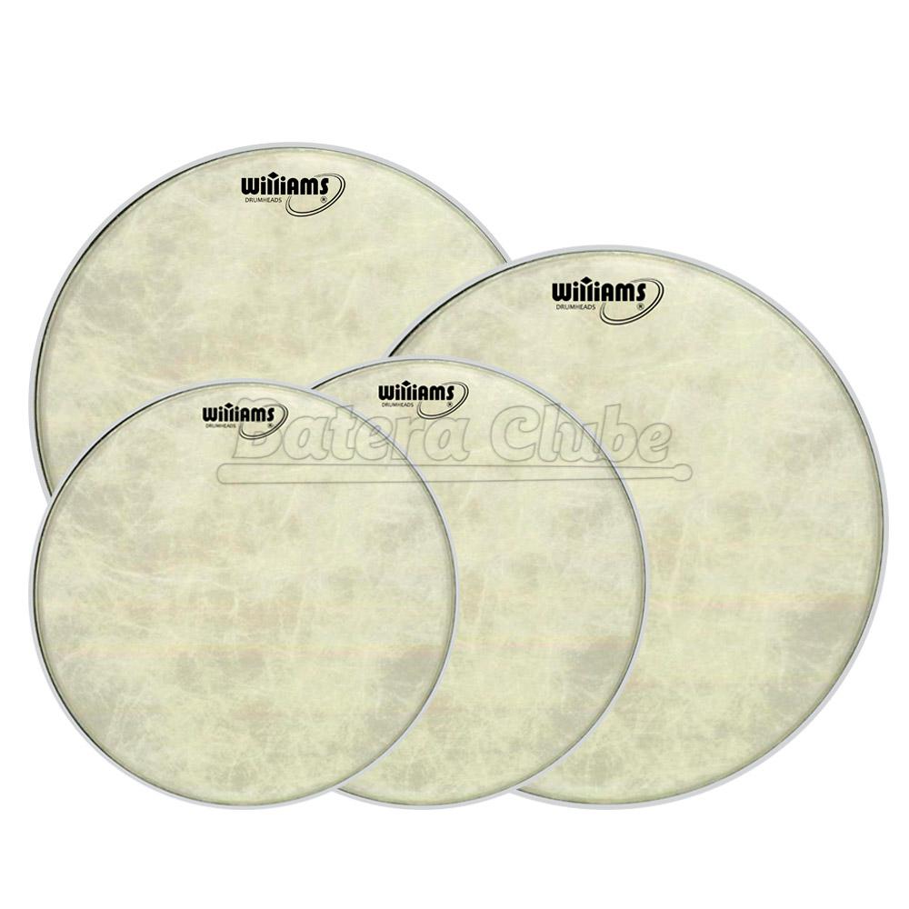Kit de Peles Williams Vintage Tone WVT1 12", 13", 16", 14"CX Filme Simples Visual Couro Sintético