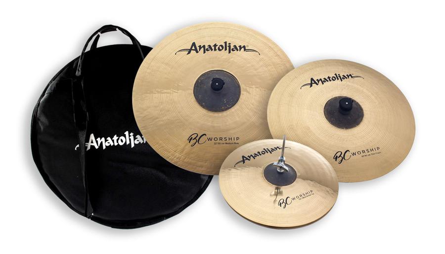 Kit de Pratos Anatolian BC Worship com Crash 18", Chimbal 15", Ride 22" e Bag (Versátil e Brilhante)