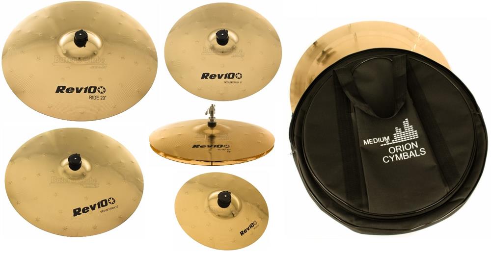 Kit de Pratos Orion Revolution Pro 10 Full RV102 c/ Crashes 16" e 18", Hihat 14", Ride, Splash e Bag