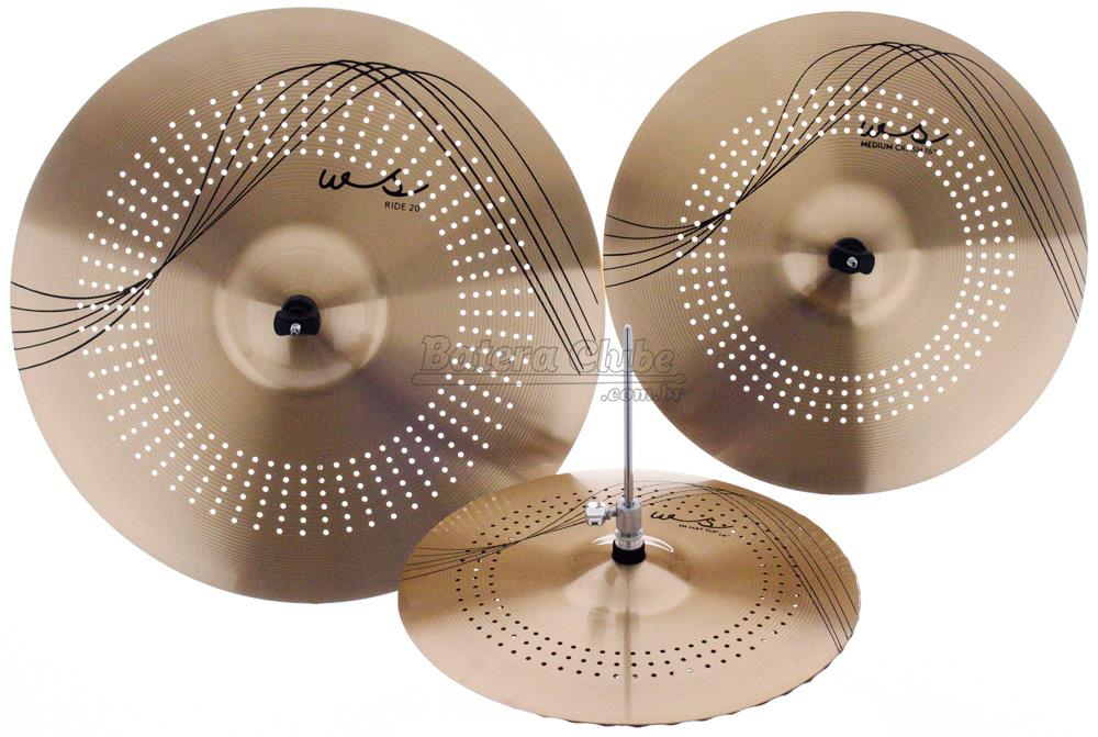 Kit de Pratos Orion WS Whisper WS70 Micro Furos com Chimbal 14", Crash 16", Ride 20" e Bag