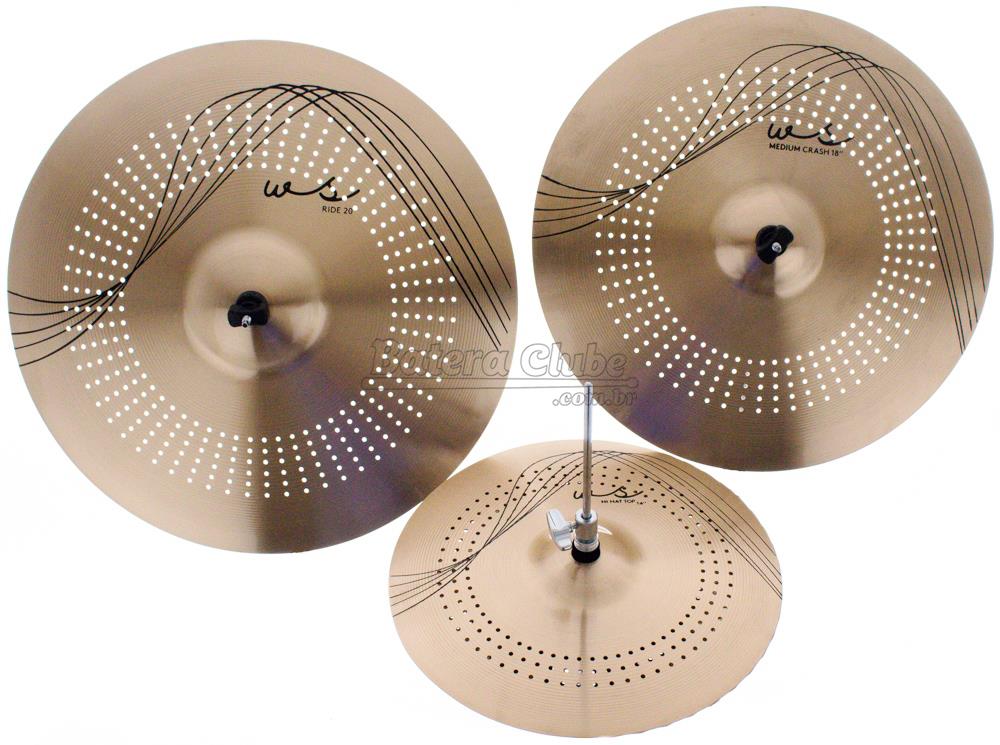 Kit de Pratos Orion WS Whisper WS90 Micro Furos com Chimbal 14", Crash 18", Ride 20" e Bag