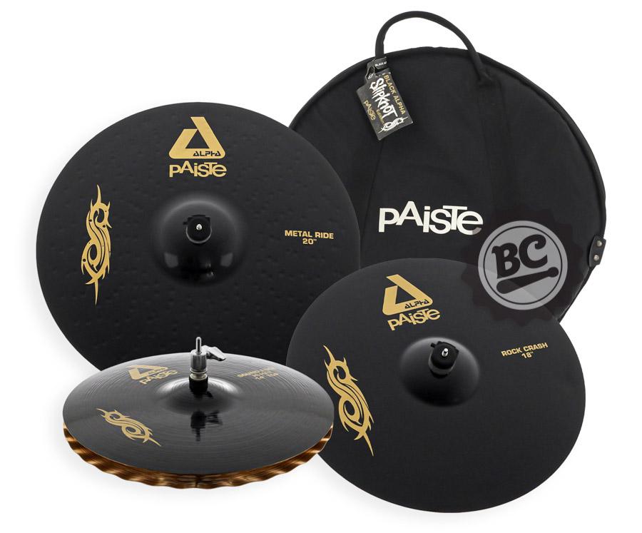 Kit de Pratos Paiste Alpha Black Joey Jordison (No Estado) com Chimbal 14", Crash 18", Ride 20" e Bag