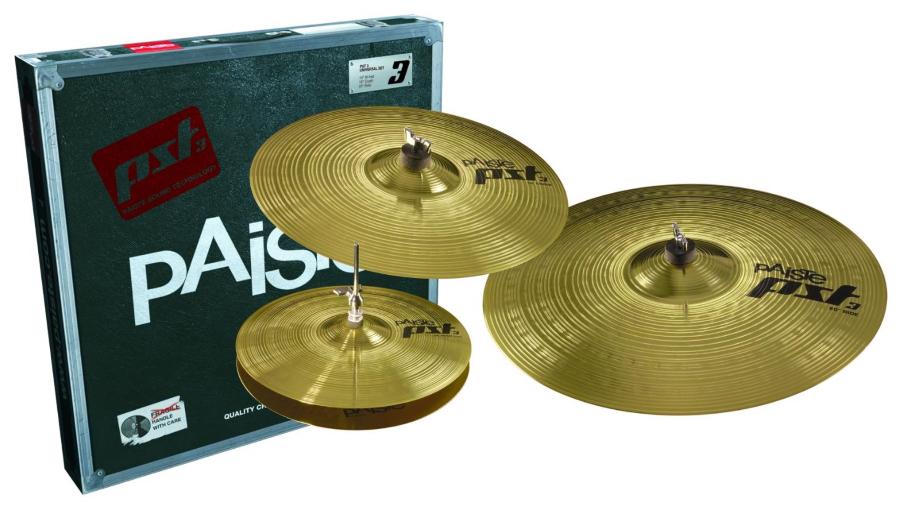 Kit de Pratos Paiste PST3 Universal Set Series com Crash 16", Ride 20" e Chimbal 14"