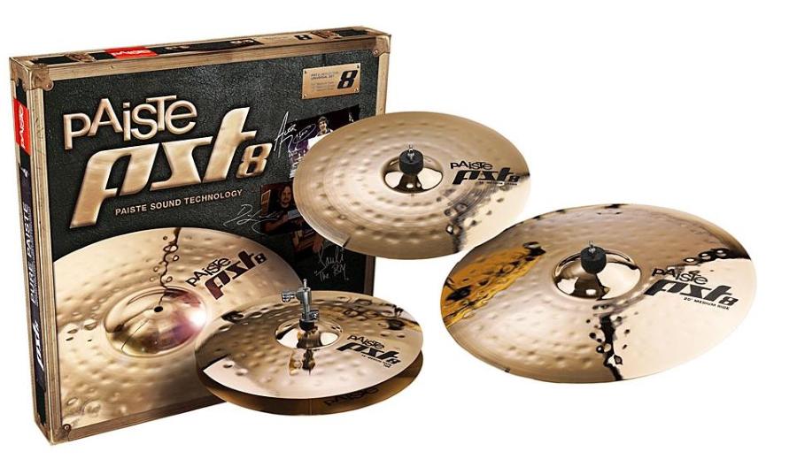 Kit de Pratos Paiste PST8 Reflector Universal Set Series com Chimbal 14", Crash 16" e Ride 20"