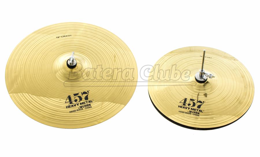Kit de Pratos Wuhan 457 Brass Alloy Compact Set com Chimbal 14" e Crash Ride 16" em Brass Usinado