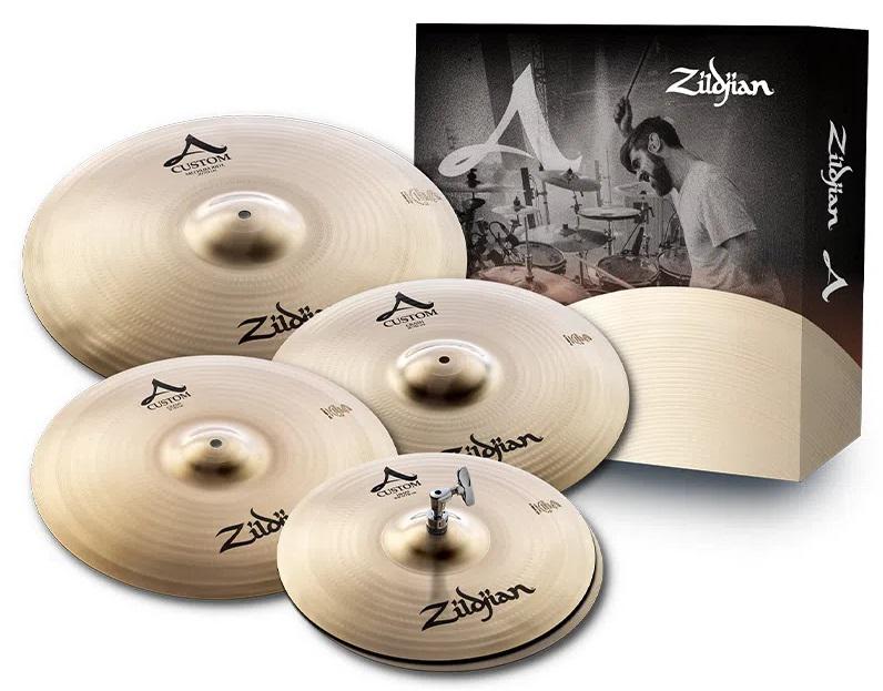 Kit de Pratos Zildjian A Custom A20579 com Crashes 16" e 18", Ride 20", Chimbal 14 (16285)