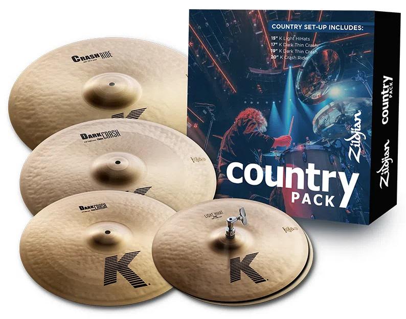 Kit de Pratos Zildjian Country K Series K0801C com Crashes 17" e 19", Ride 20", Chimbal 15" (16295)
