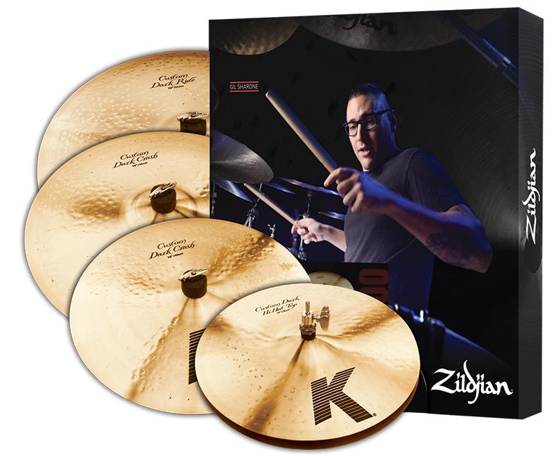 Kit de Pratos Zildjian K Custom Dark Series KCD900 com Crashes 16" e 18", Ride 20" e Chimbal 14"
