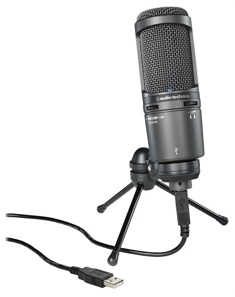 Microfone Audio-Technica 20 Series AT2020USB+ Condensador Ideal para Home Studio com Cabo USB